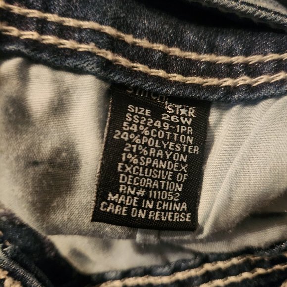 Stitch Star Bling Thick Stitch Boot Cut Denim Jeans Plus Size 26W - Picture 8 of 14